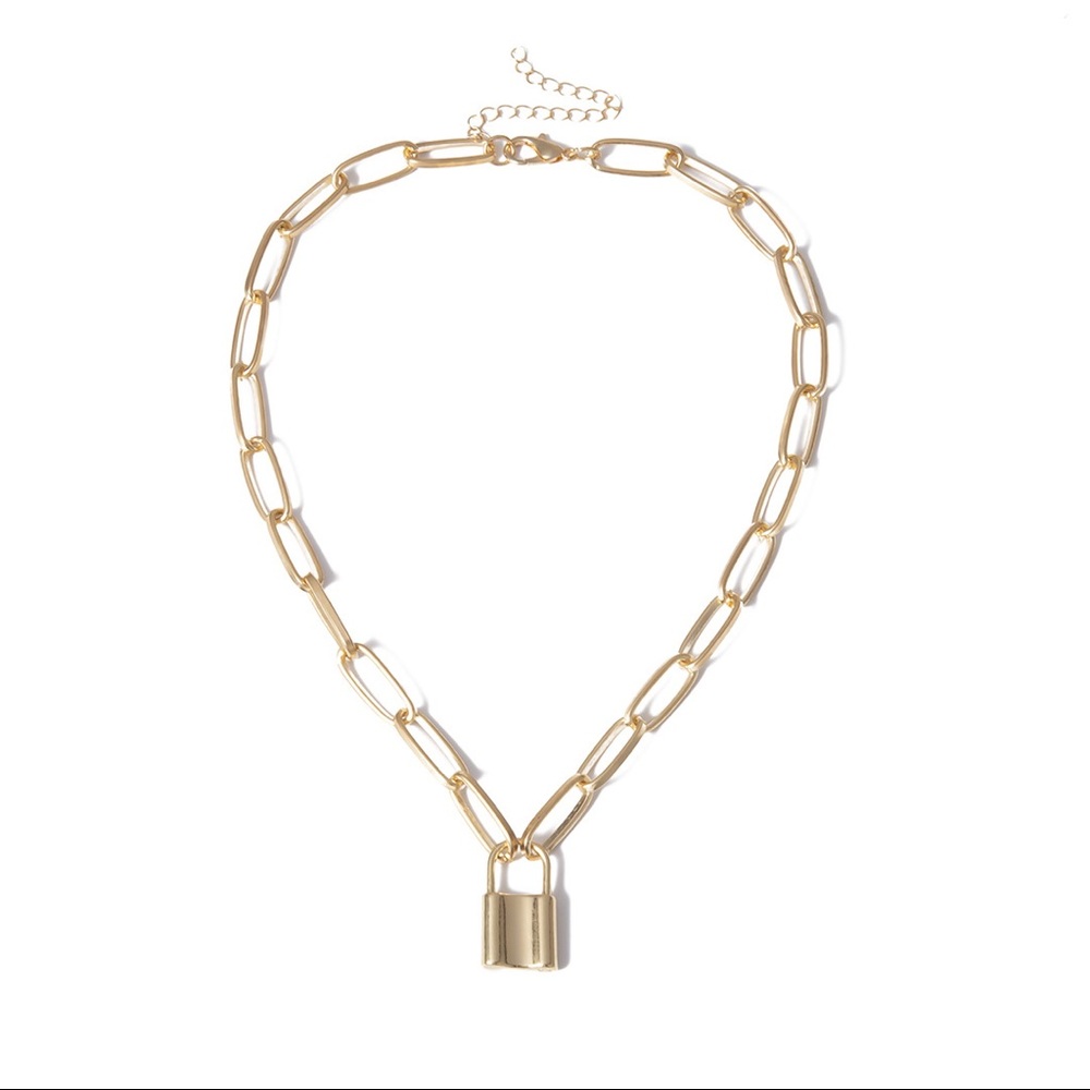 Gold Locker Charm Link Necklace - Picture 3 of 7